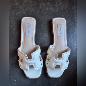 Steven Women's White Slide Sandals